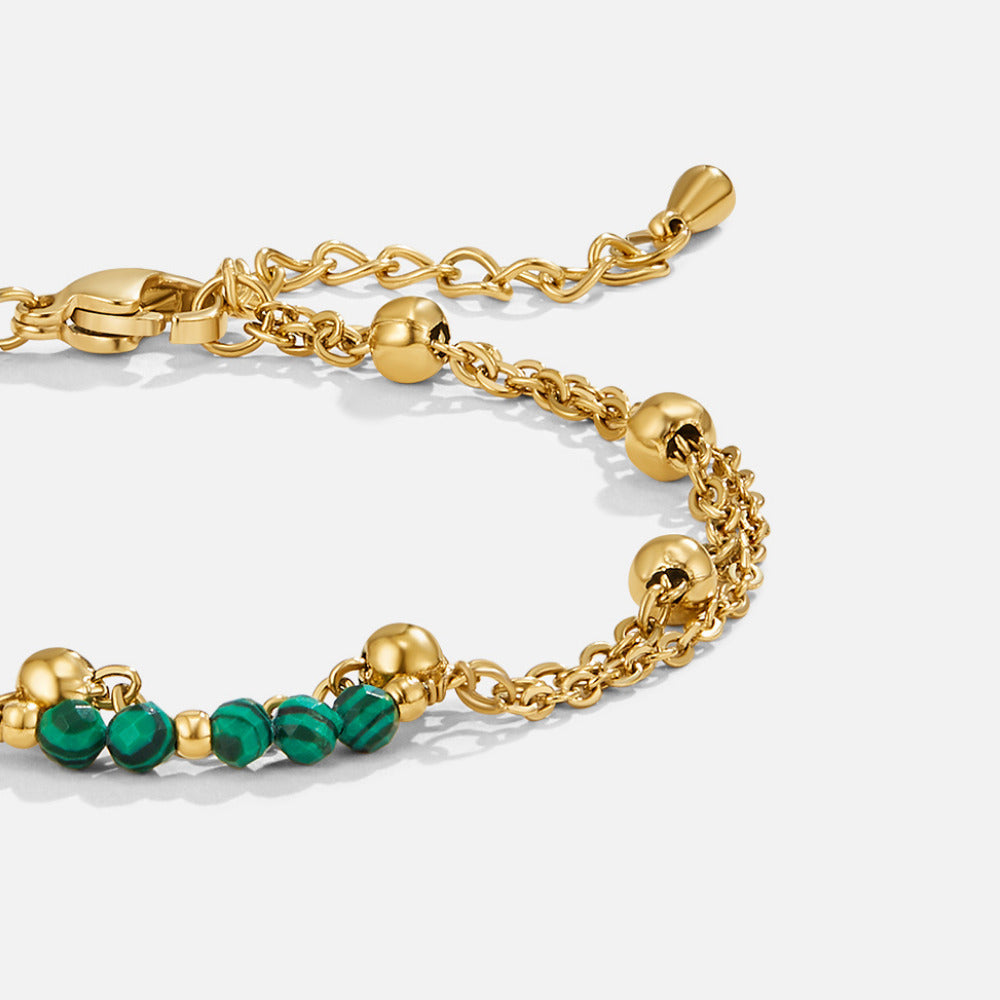 Alfa Green Malachite Bead Bracelet