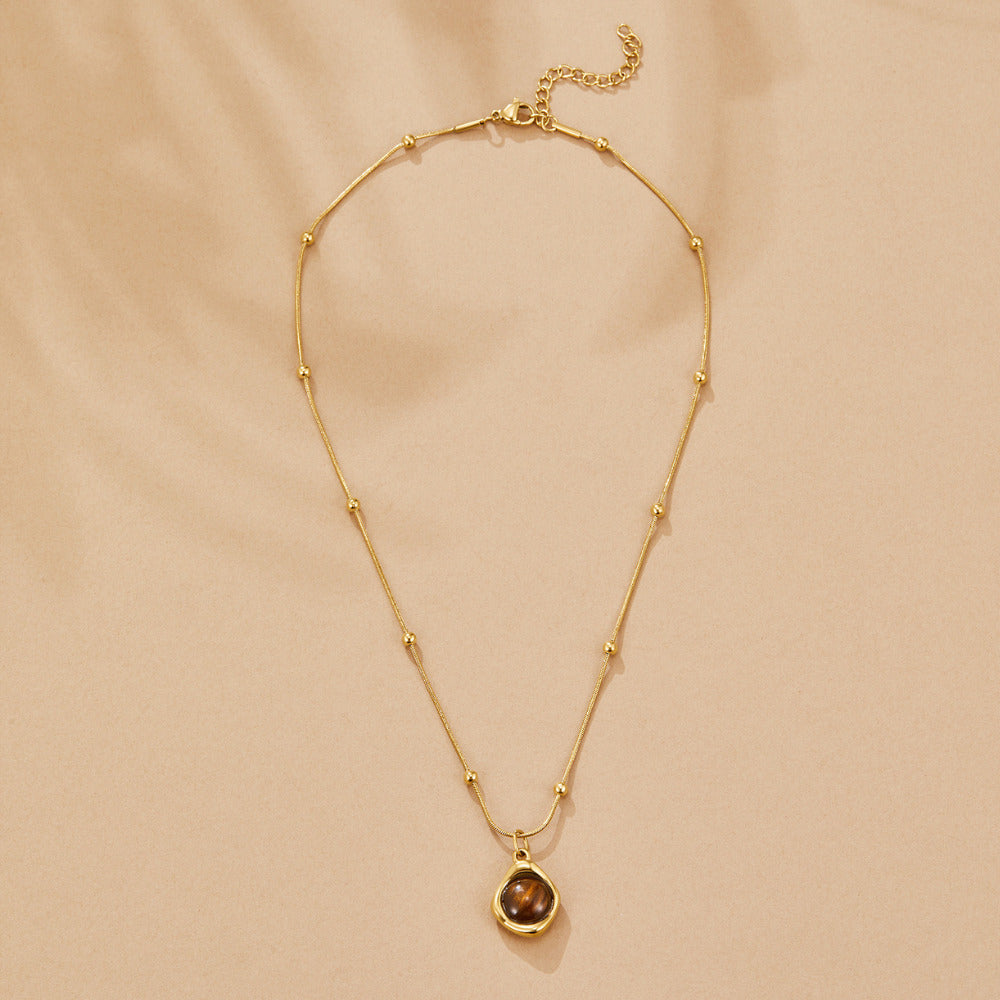 Amber Stone Pendant Necklace