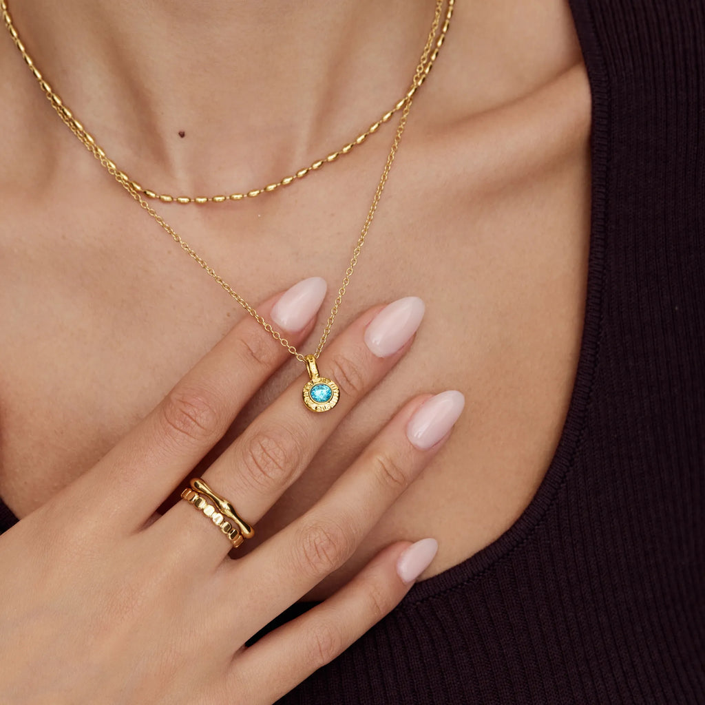 Crushed Birthstone Pendant Necklace