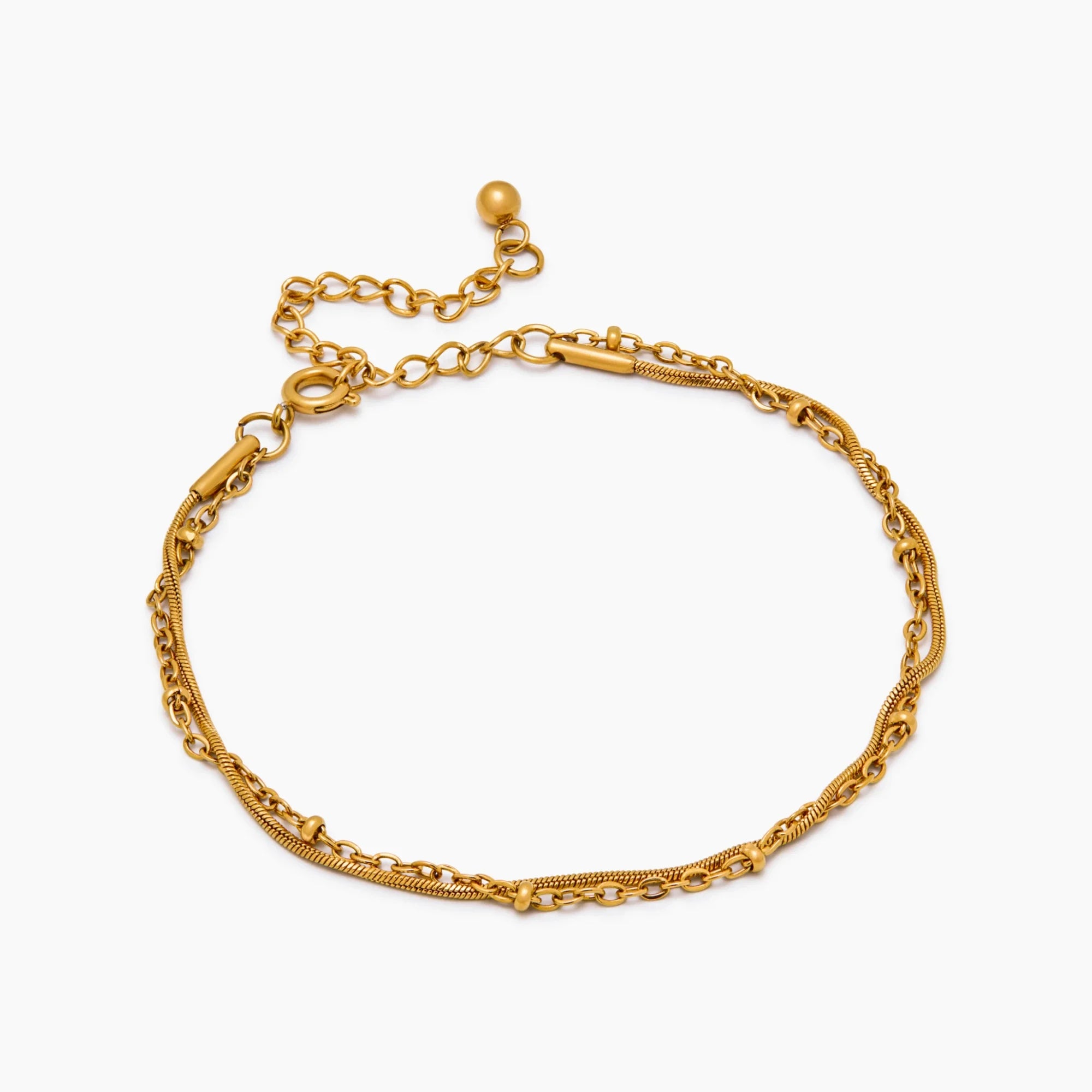 Beaded & Snake Chain Layered Bracelet