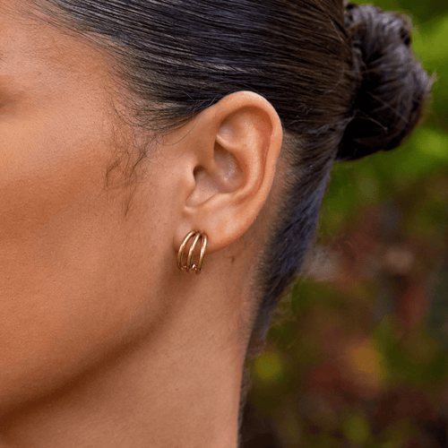 Anaya Triple Gold Hoop Earrings