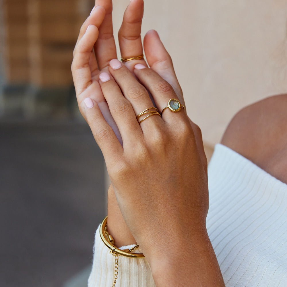 Aquamarine Crystal Gold Ring