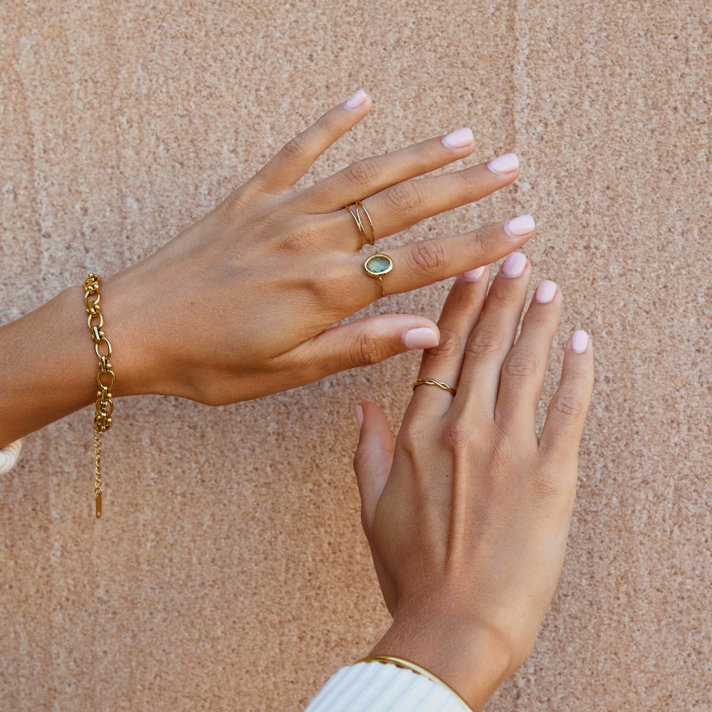 Aquamarine Crystal Gold Ring