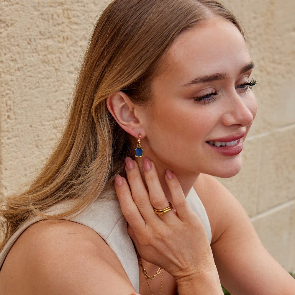 Astoria Blue Stone Hoop Earrings