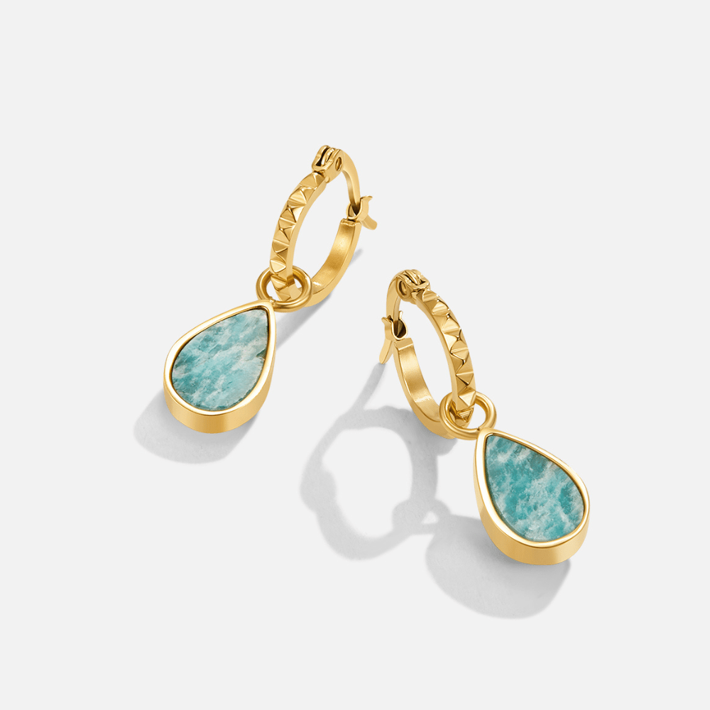 Astoria Green Stone Hoop Earrings
