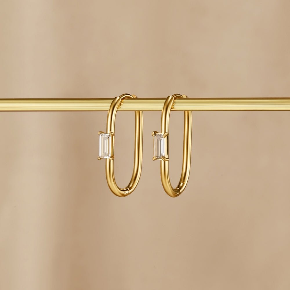 Crystal & Gold Diana Hoop Earrings