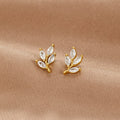 Crystal Leaf Stud Earrings