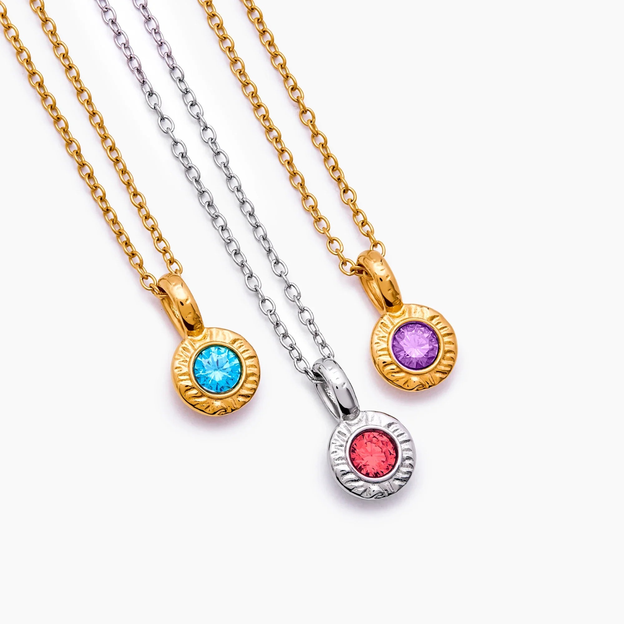 Crushed Birthstone Pendant Necklace