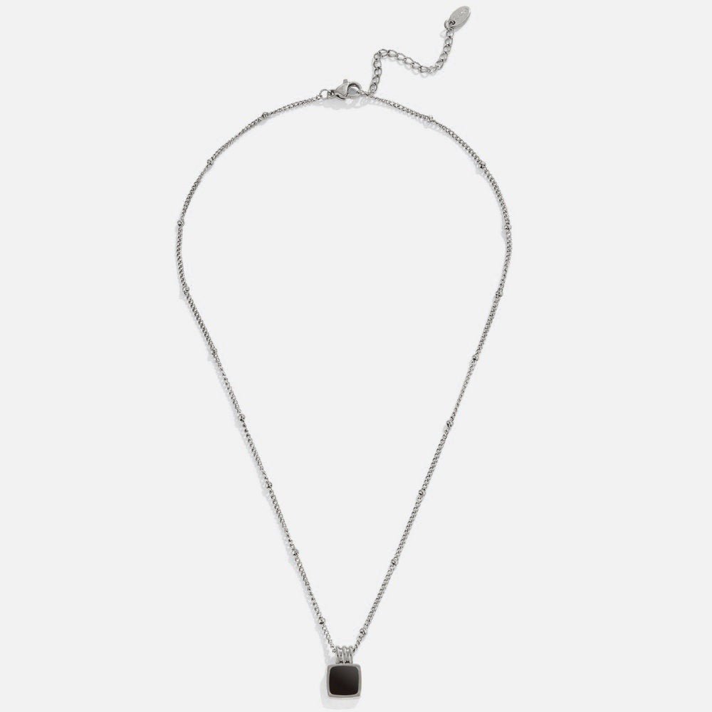 Silver Lucia Black Pendant Necklace